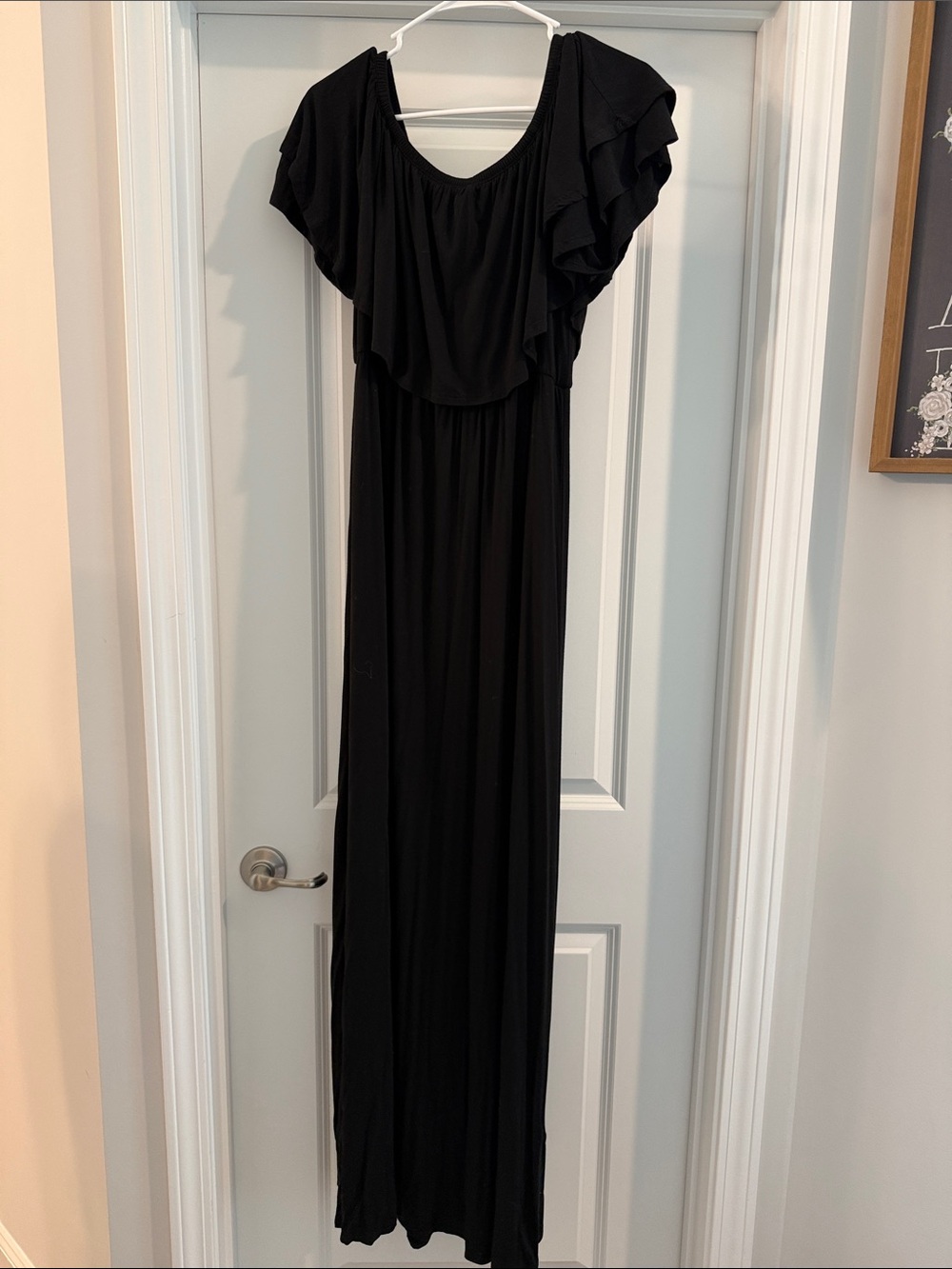 Beeson River Black Maxi Dress with Ruffle Sleeves